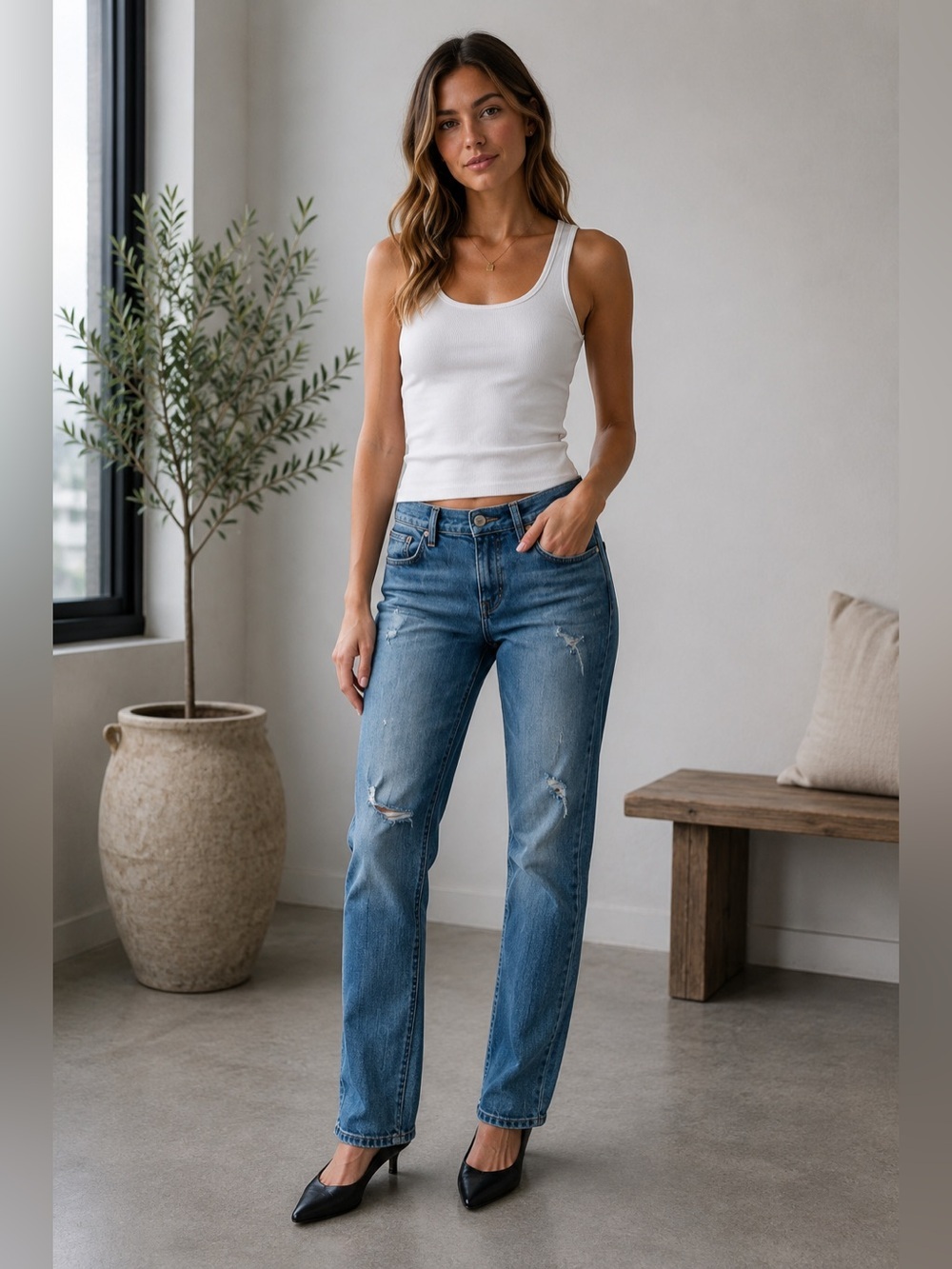 J Brand Blue Straight Leg Jeans with Distressed Fading Size 26 Casual Denim